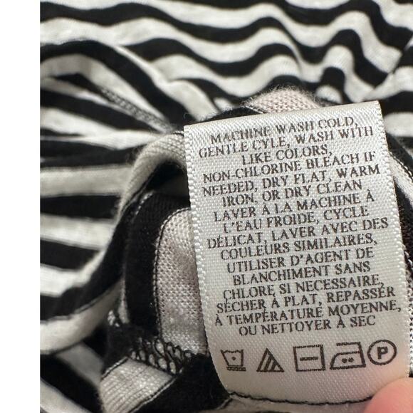 A.L.C. Top Black Stripe Pullover Crew Criss Cross Back 100% Linen, Womens XS - Picture 4 of 7